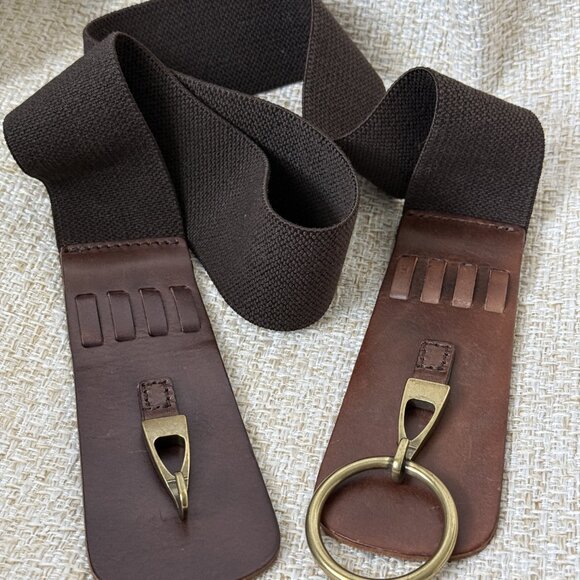 Tommy Bahamas Belt Women's Brown Fashion Dress Leather Elastic Metal Buckle Size - Picture 4 of 11